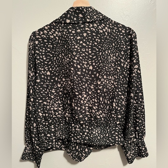 West K Tie Front Black and Cream Blouse Whimsigoth Streetwear Baddie Medium - Picture 6 of 10